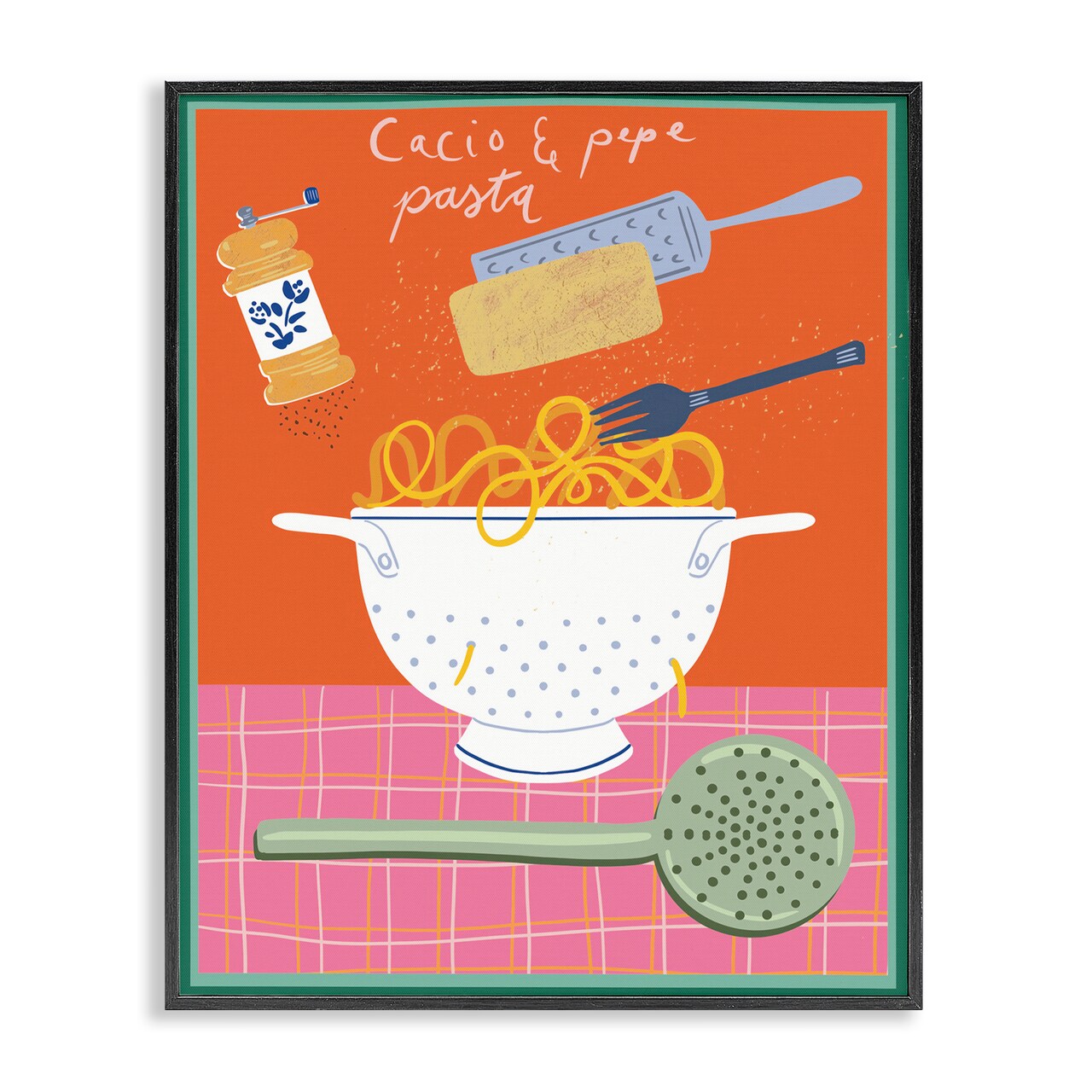 Stupell Industries Retro Italian Pasta Meal Framed Giclee Wall Art Design by Jo Reid